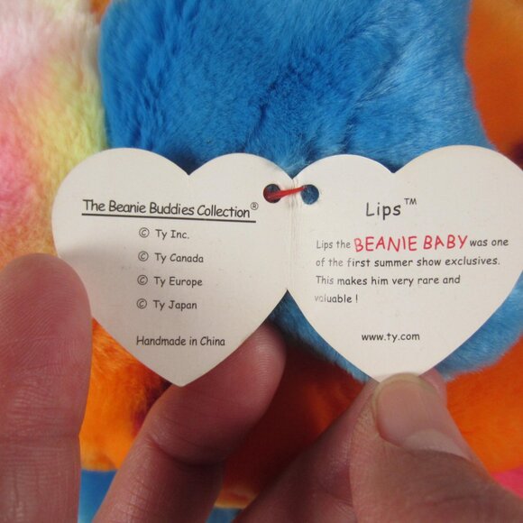 Beanie Babies TY Lips The Fish Rainbow Plush Toy - Picture 10 of 13